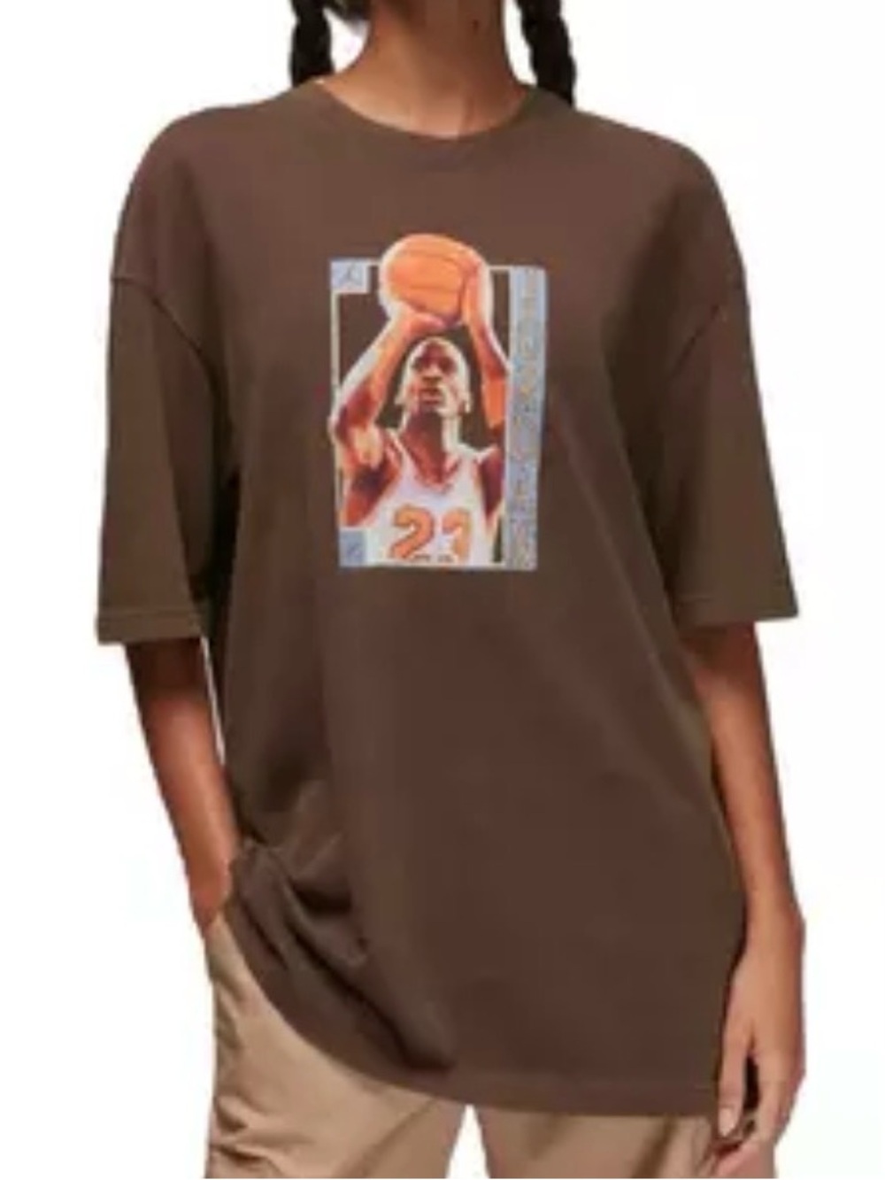 New Nike/Jordan Brand Oversized Graphic Tee-Brown, Size XS  (Fits like a Med)